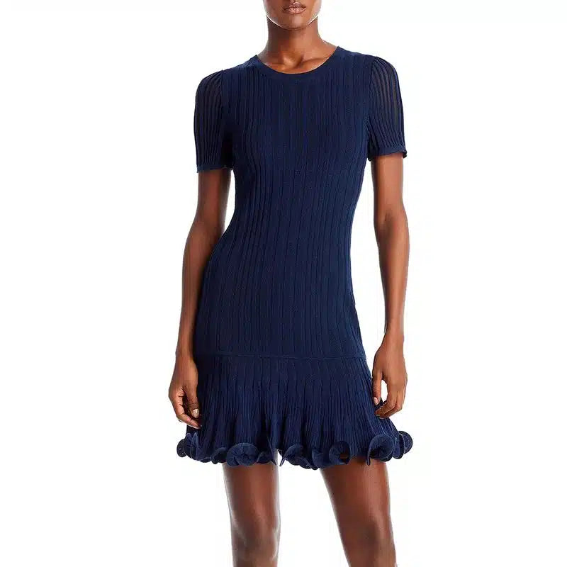 Milly Navy good Blue Vertical Optic Fit and Flare Dress Sz P