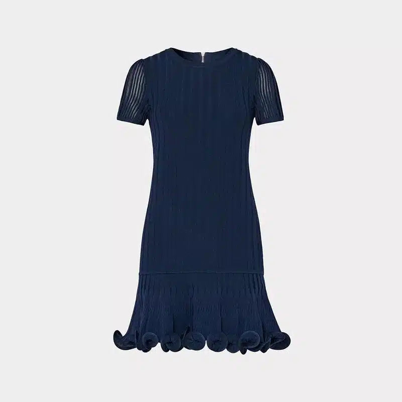 MIlly Ribbed Short Sleeve Fit and Flare Rib Mini Dress
