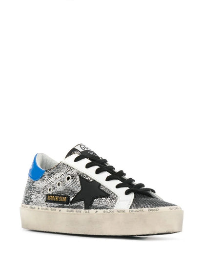 Golden Goose Deluxe Brand Hi Star Silver Sequined Sneakers - Gently Worn - Authentic